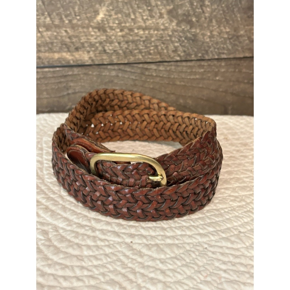 Vintage Talbots Brown Braided Woven Leather Belt Womans Ladies Size M - Picture 2 of 5